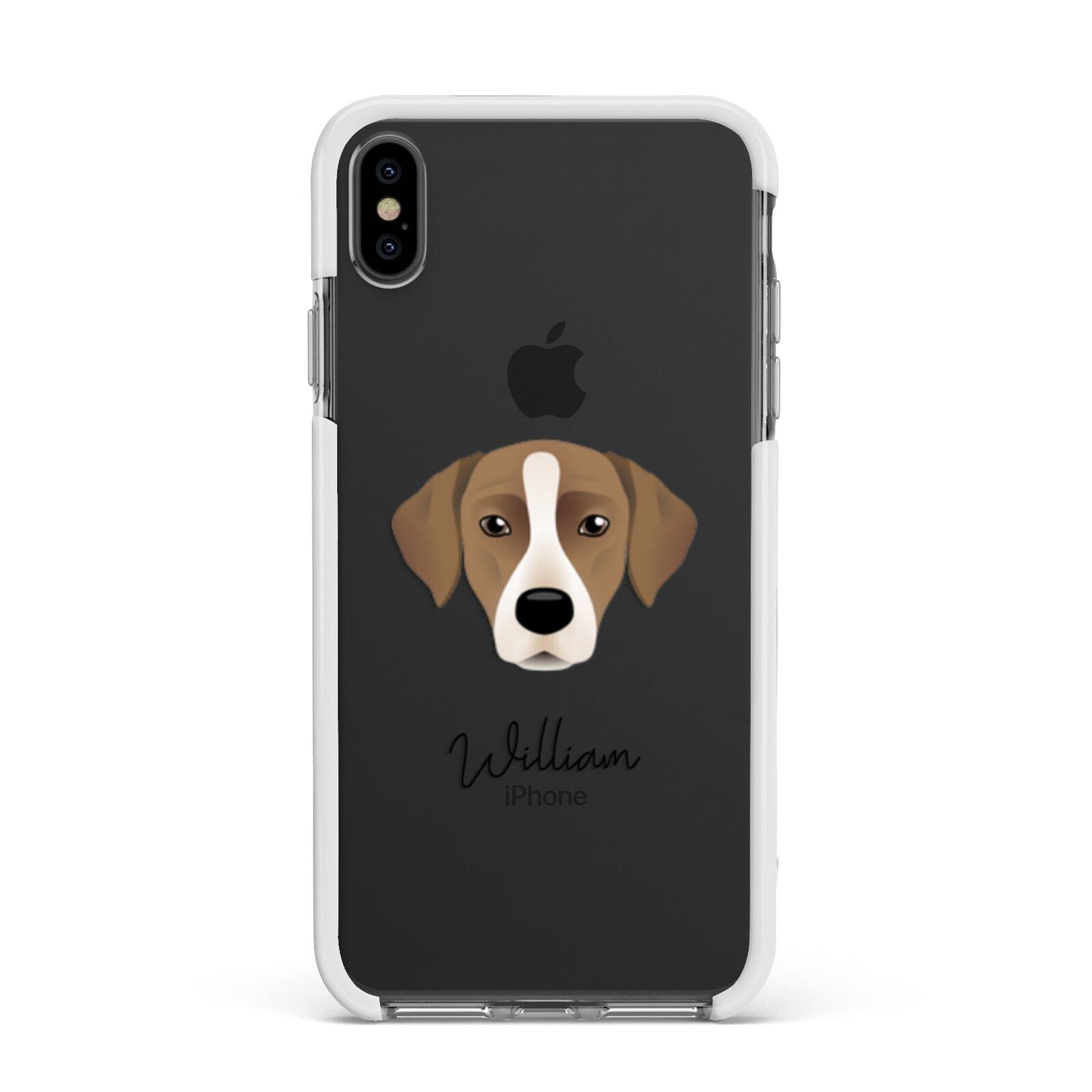 Borador Personalised Apple iPhone Xs Max Impact Case White Edge on Black Phone
