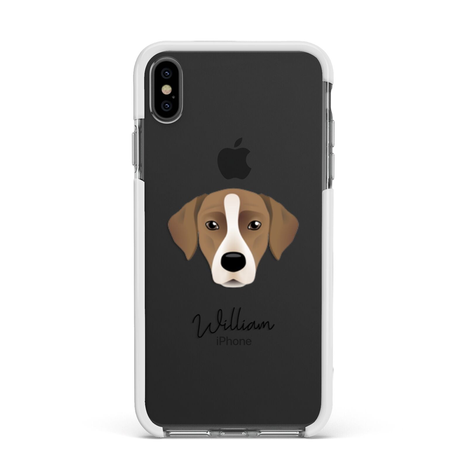 Borador Personalised Apple iPhone Xs Max Impact Case White Edge on Black Phone