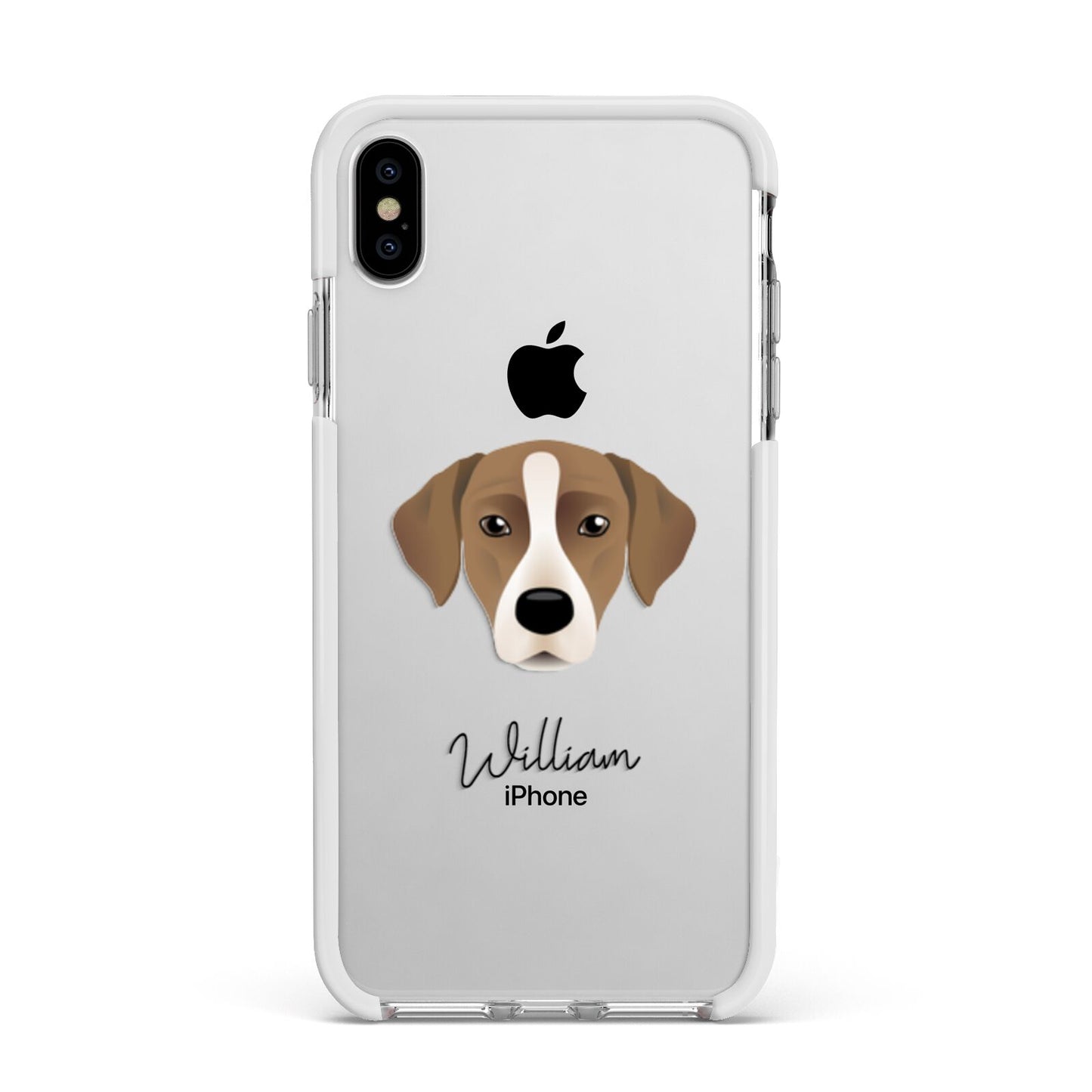 Borador Personalised Apple iPhone Xs Max Impact Case White Edge on Silver Phone