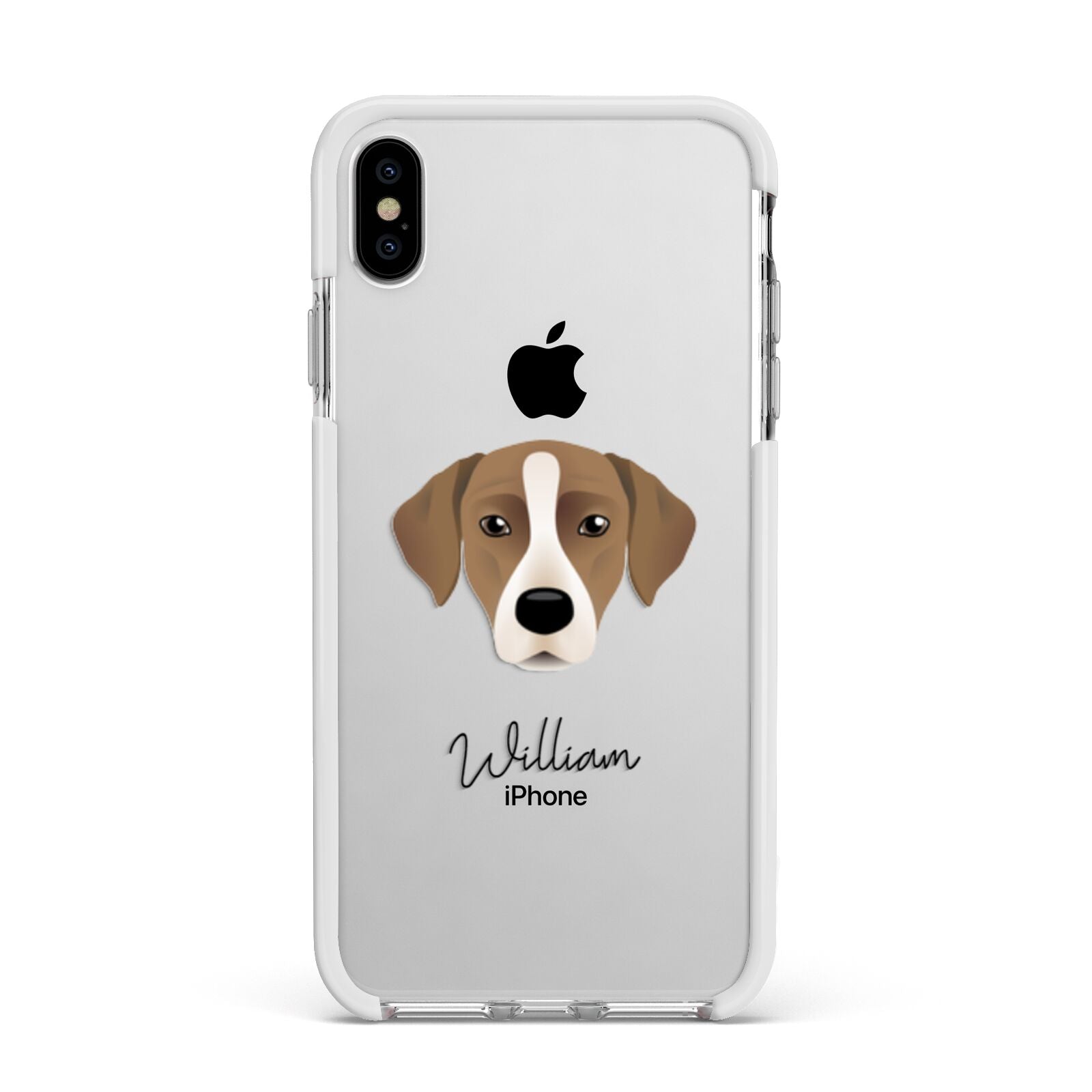 Borador Personalised Apple iPhone Xs Max Impact Case White Edge on Silver Phone