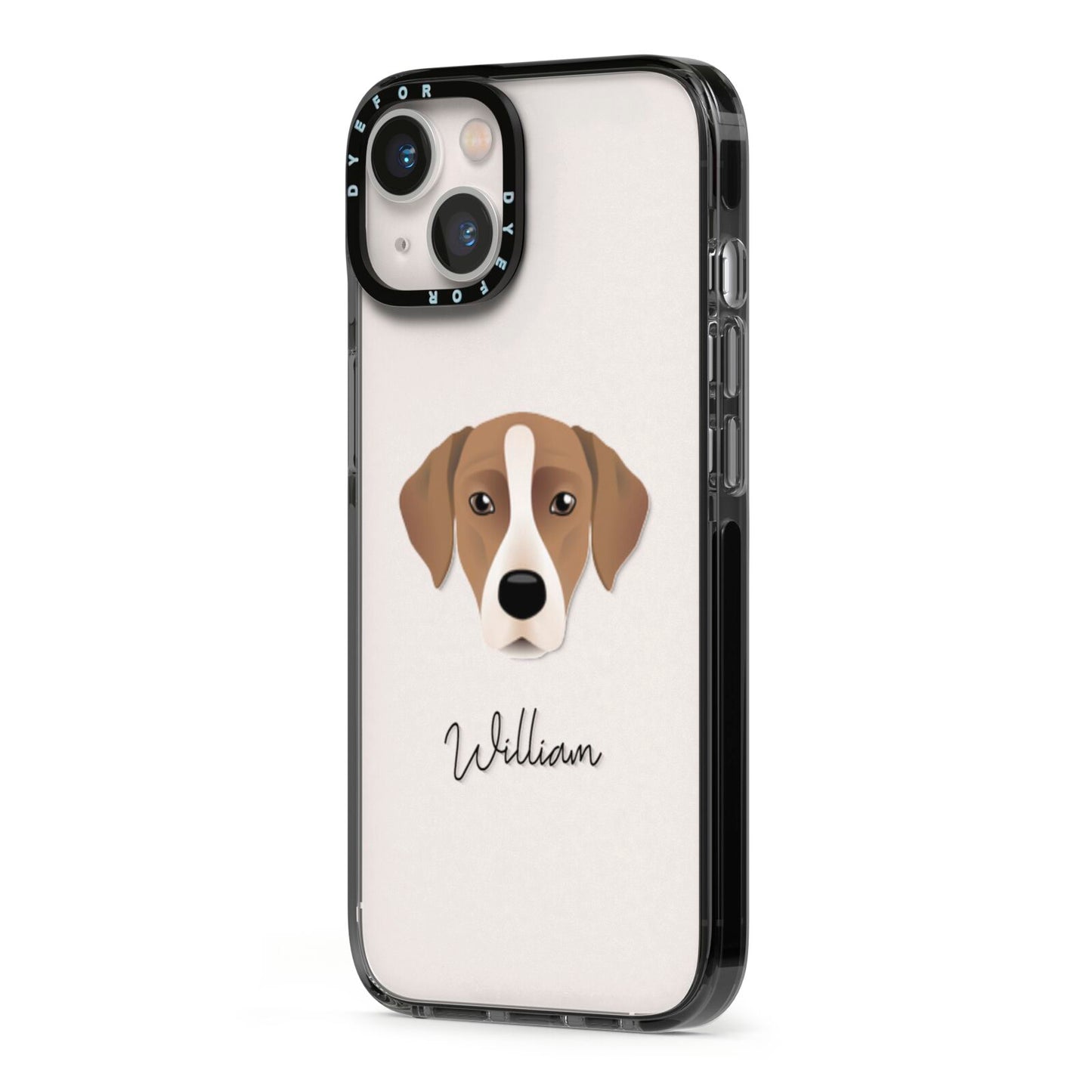 Borador Personalised iPhone 13 Black Impact Case Side Angle on Silver phone