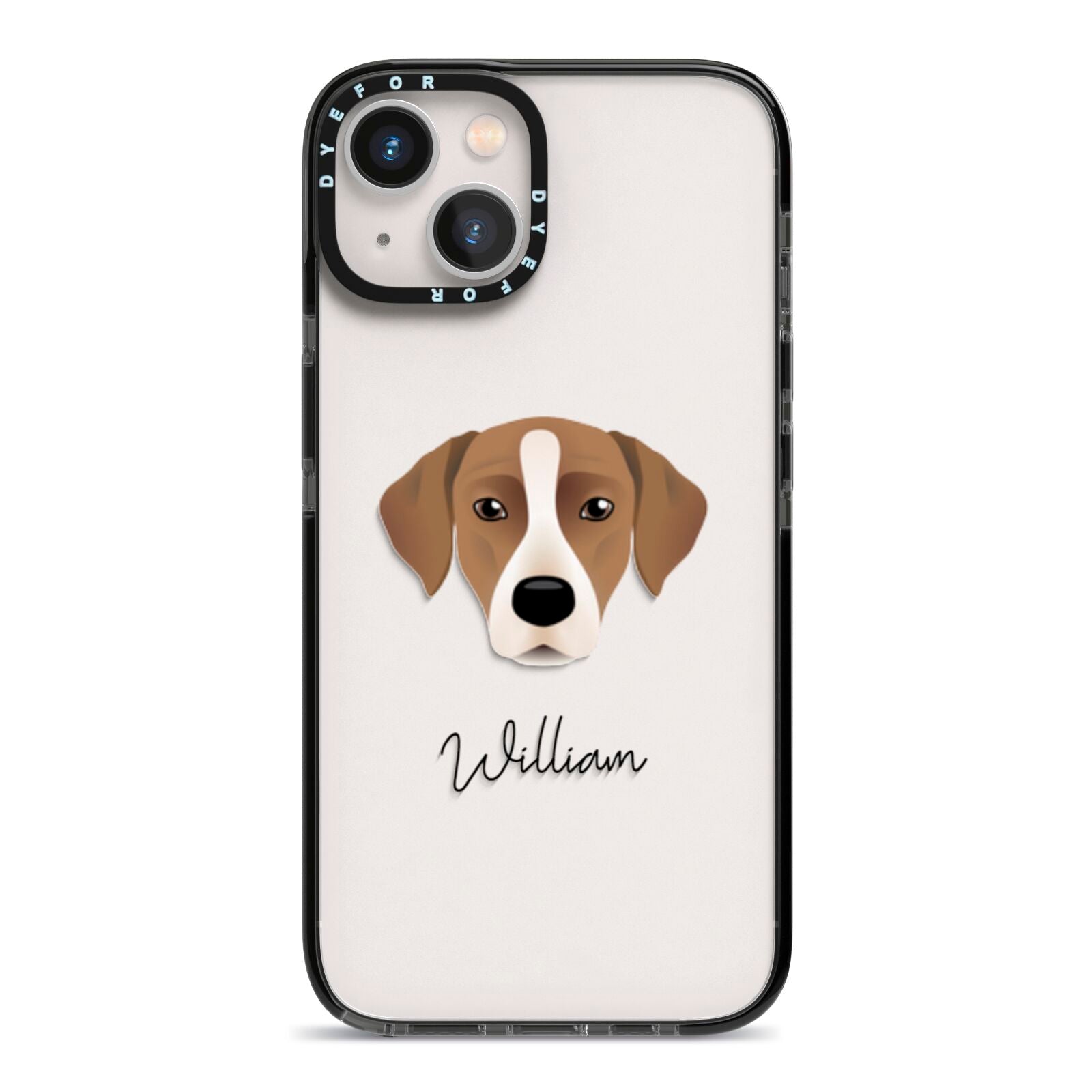 Borador Personalised iPhone 13 Black Impact Case on Silver phone