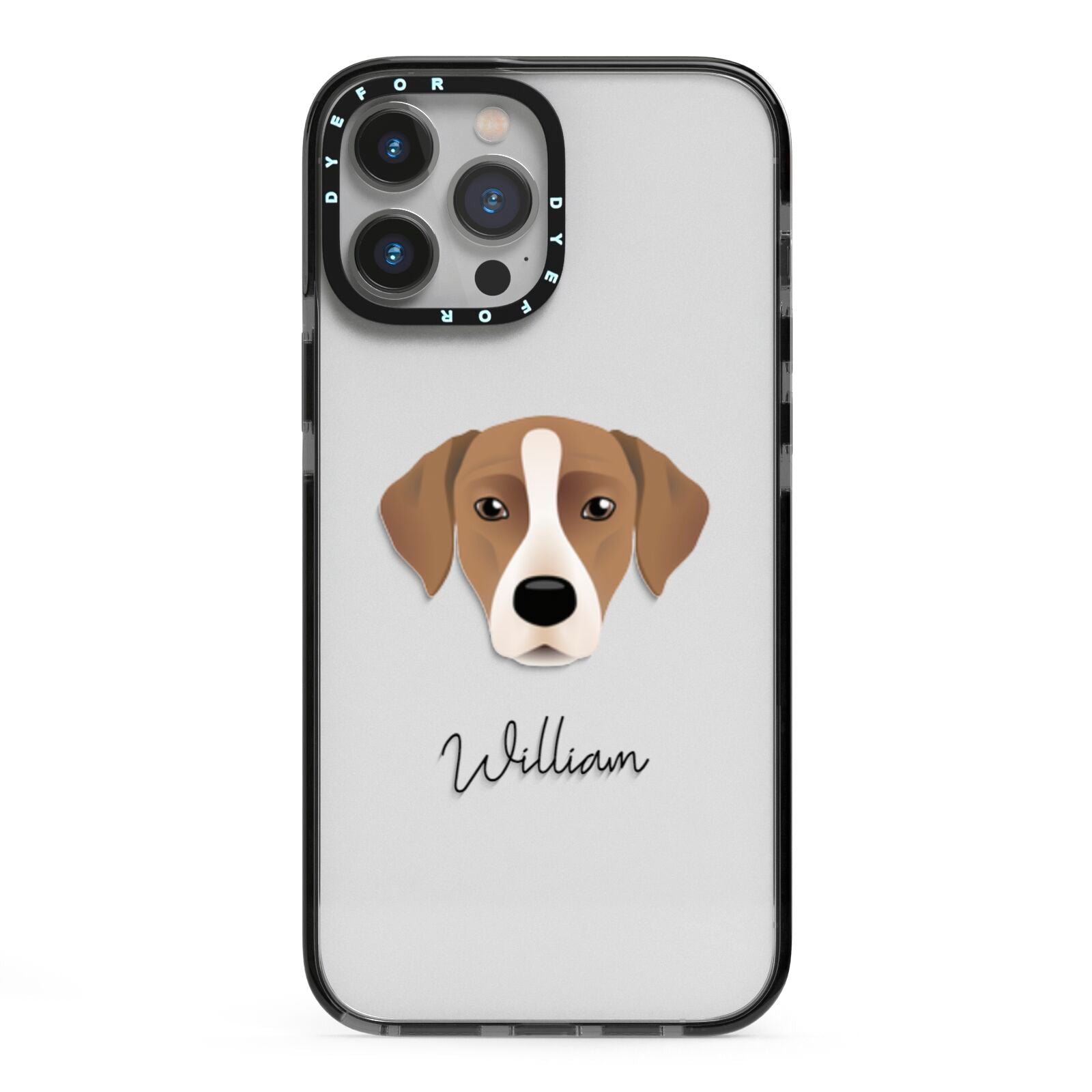 Borador Personalised iPhone 13 Pro Max Black Impact Case on Silver phone