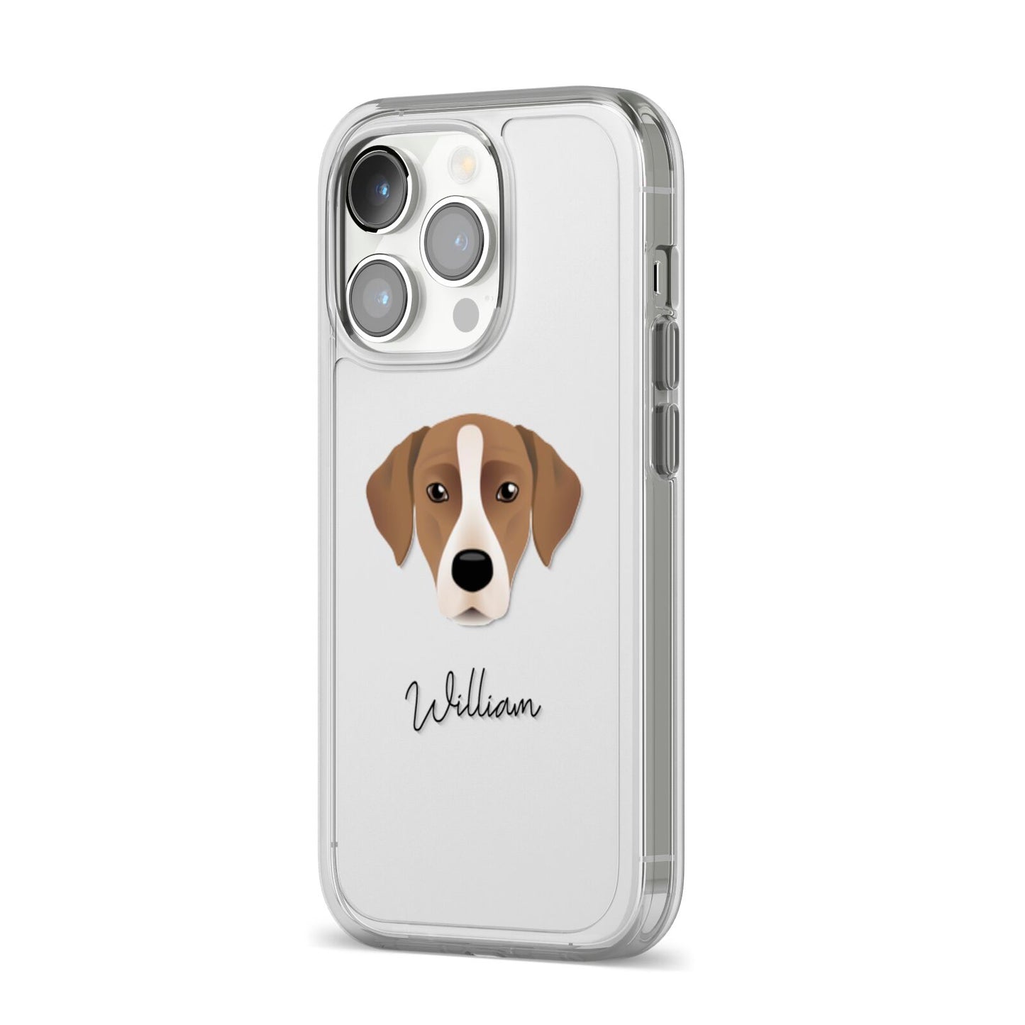 Borador Personalised iPhone 14 Pro Clear Tough Case Silver Angled Image