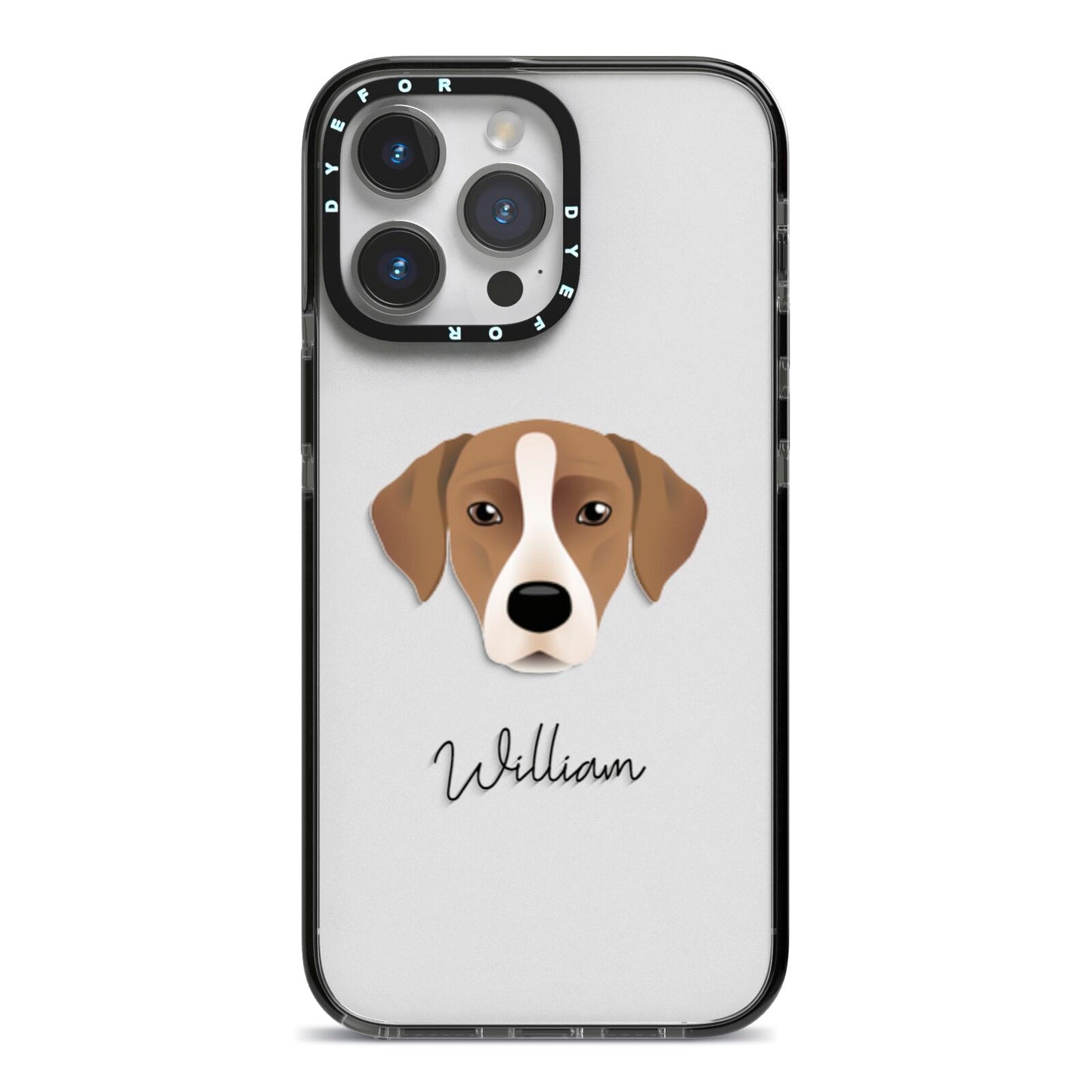 Borador Personalised iPhone 14 Pro Max Black Impact Case on Silver phone