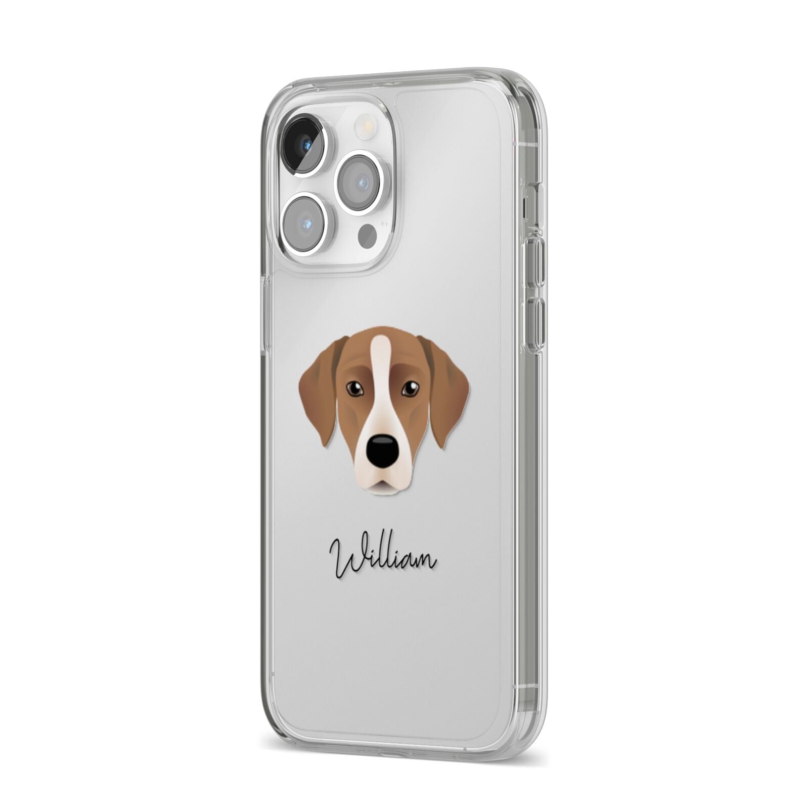 Borador Personalised iPhone 14 Pro Max Clear Tough Case Silver Angled Image