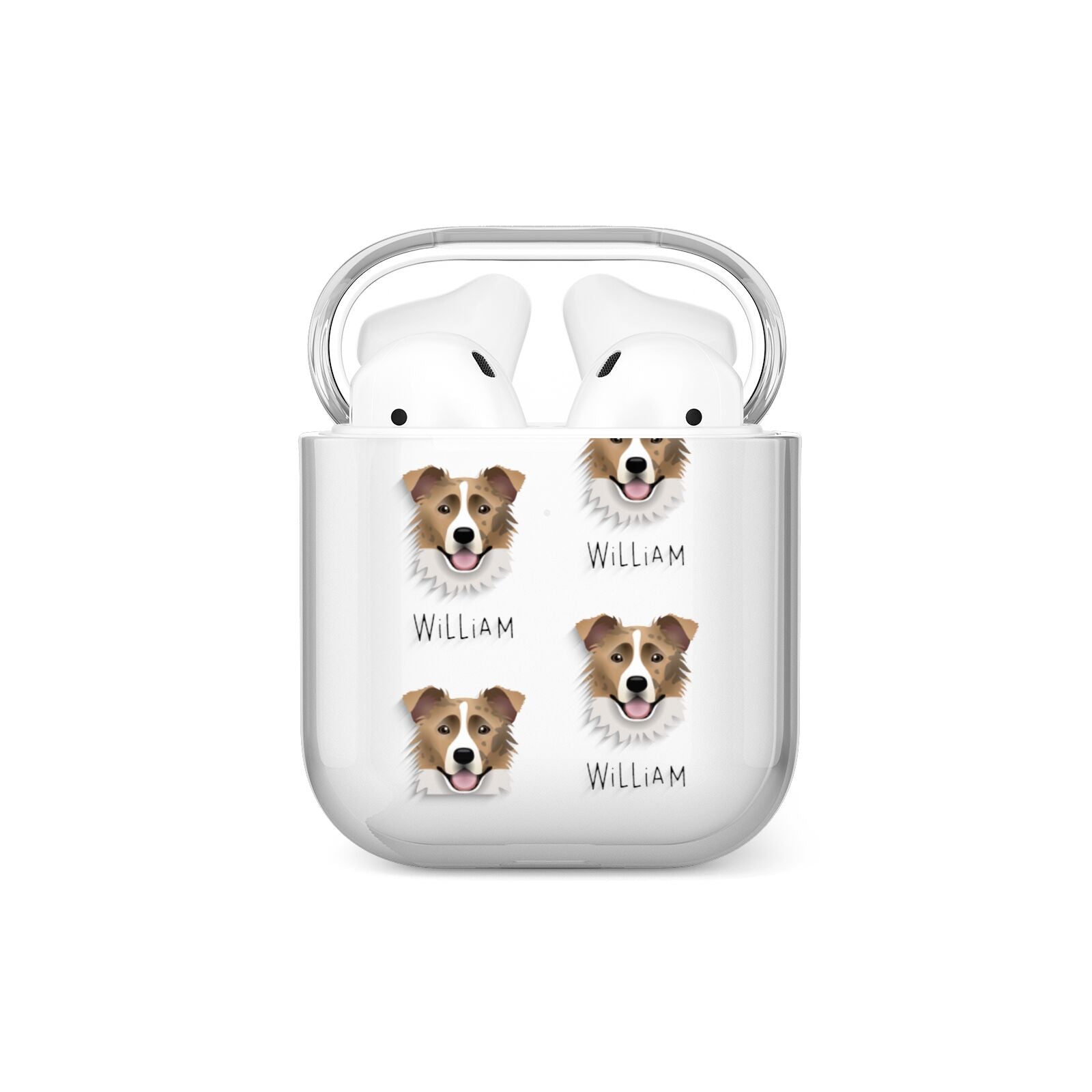 Border Collie Icon with Name AirPods Case