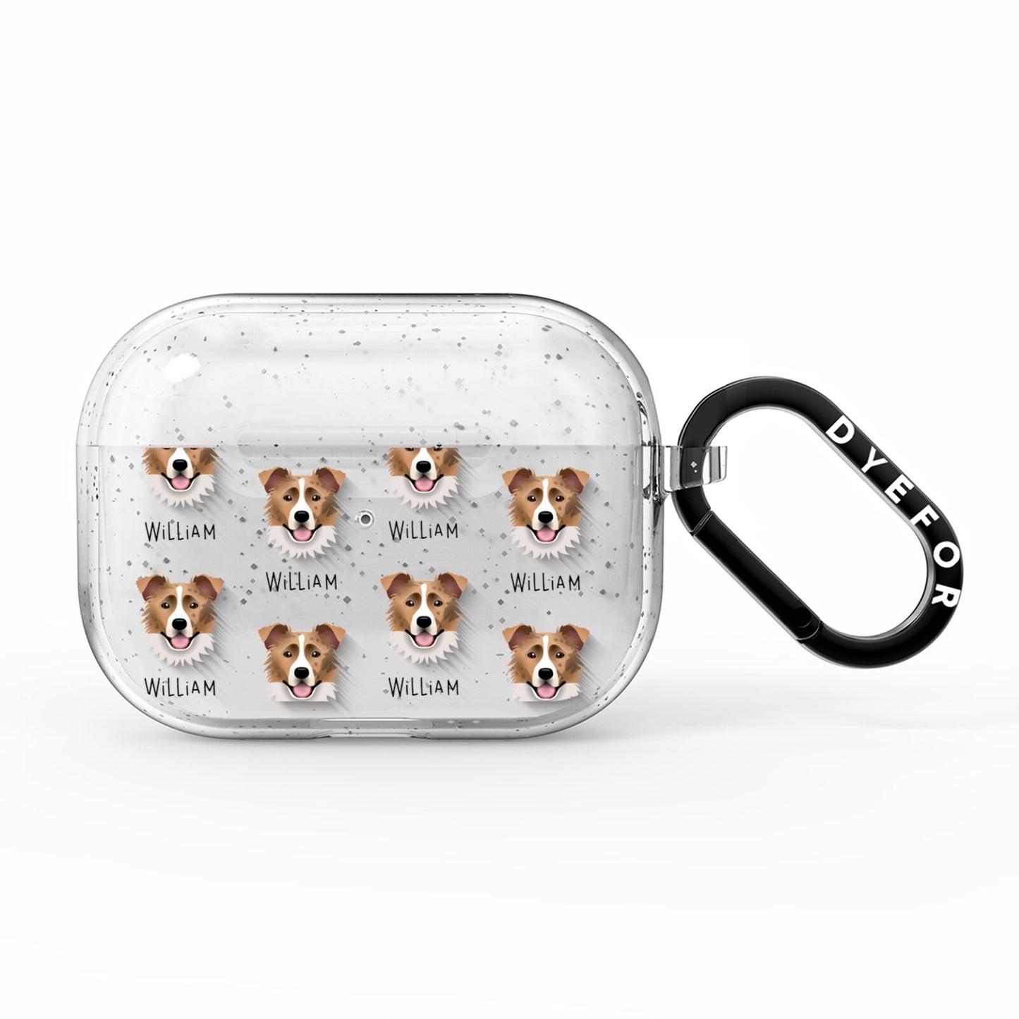 Border Collie Icon with Name AirPods Pro Glitter Case