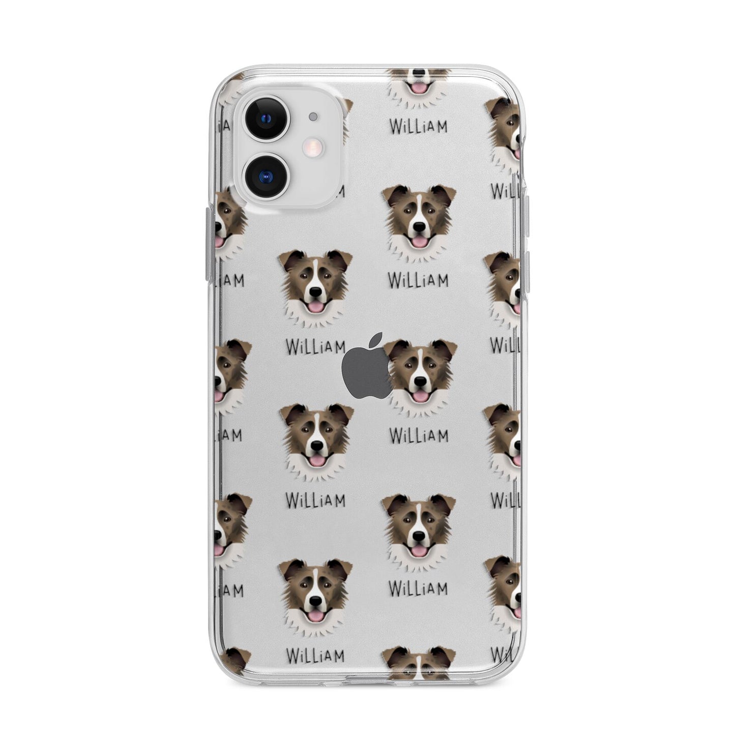 Border Collie Icon with Name Apple iPhone 11 in White with Bumper Case