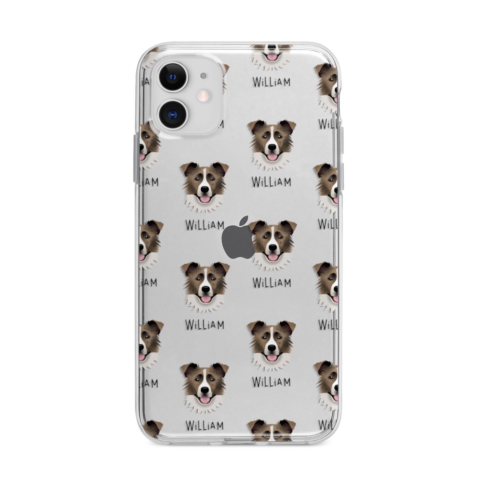 Border Collie Icon with Name Apple iPhone 11 in White with Bumper Case