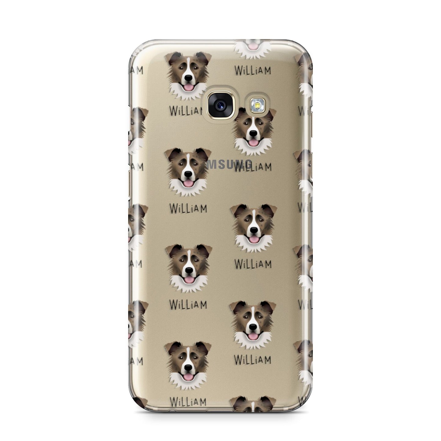 Border Collie Icon with Name Samsung Galaxy A3 2017 Case on gold phone