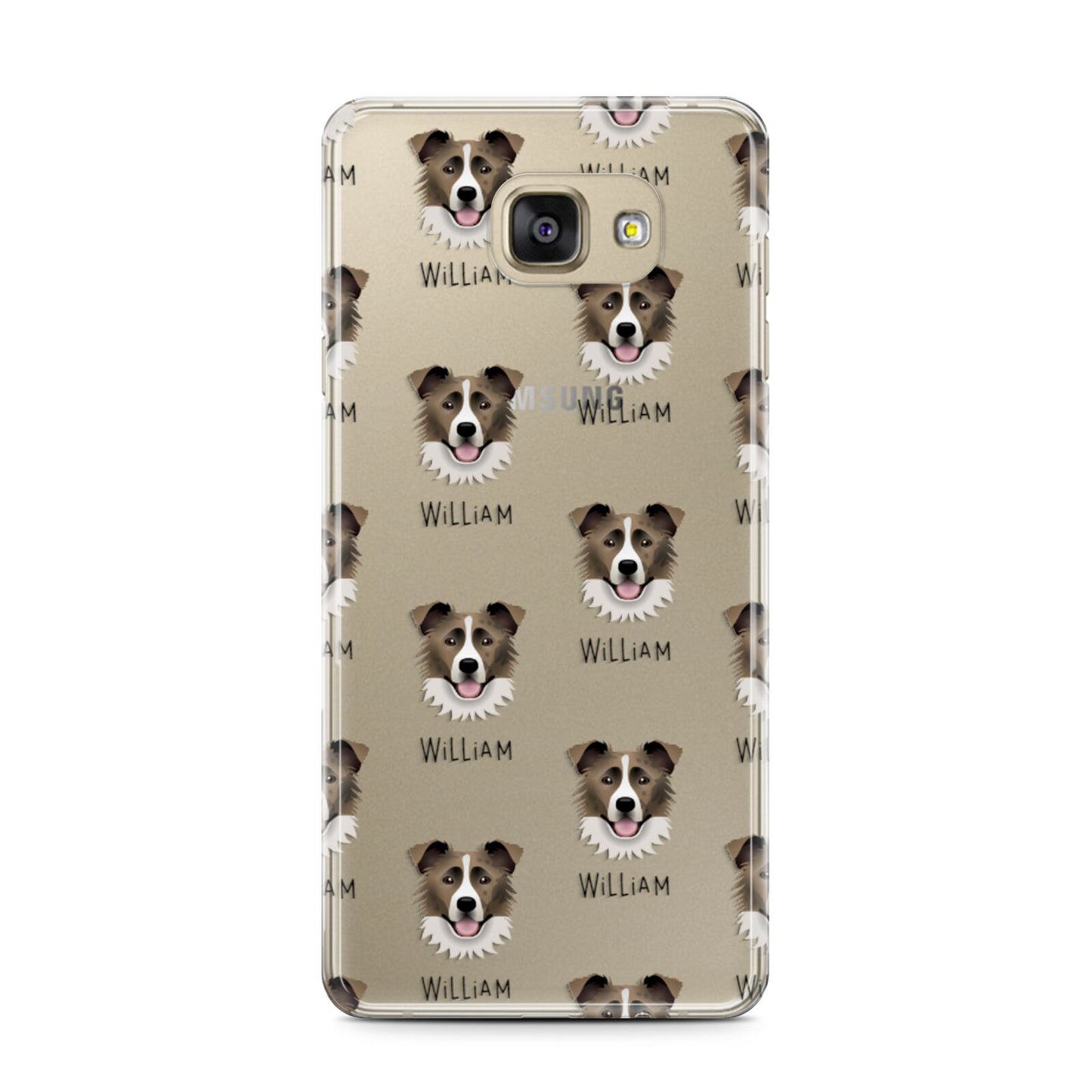 Border Collie Icon with Name Samsung Galaxy A7 2016 Case on gold phone