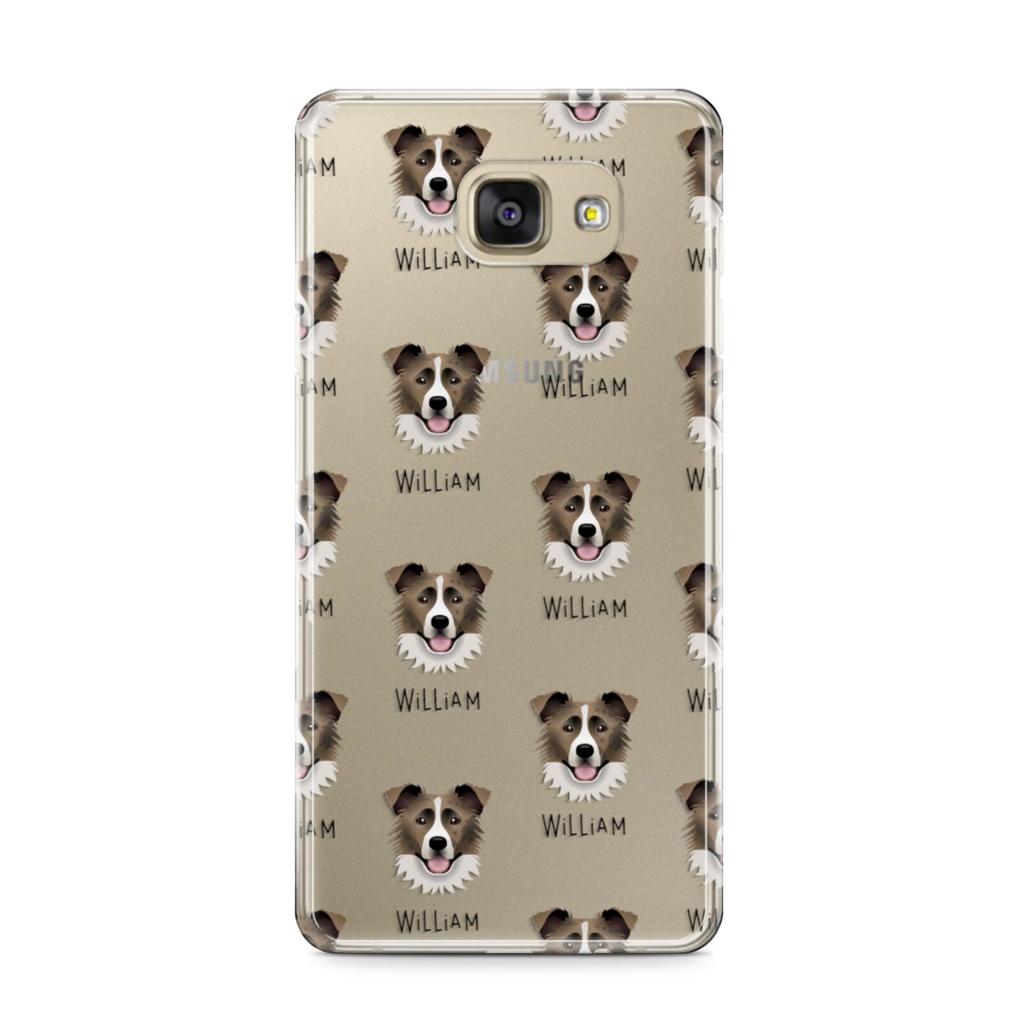 Border Collie Icon with Name Samsung Galaxy A9 2016 Case on gold phone