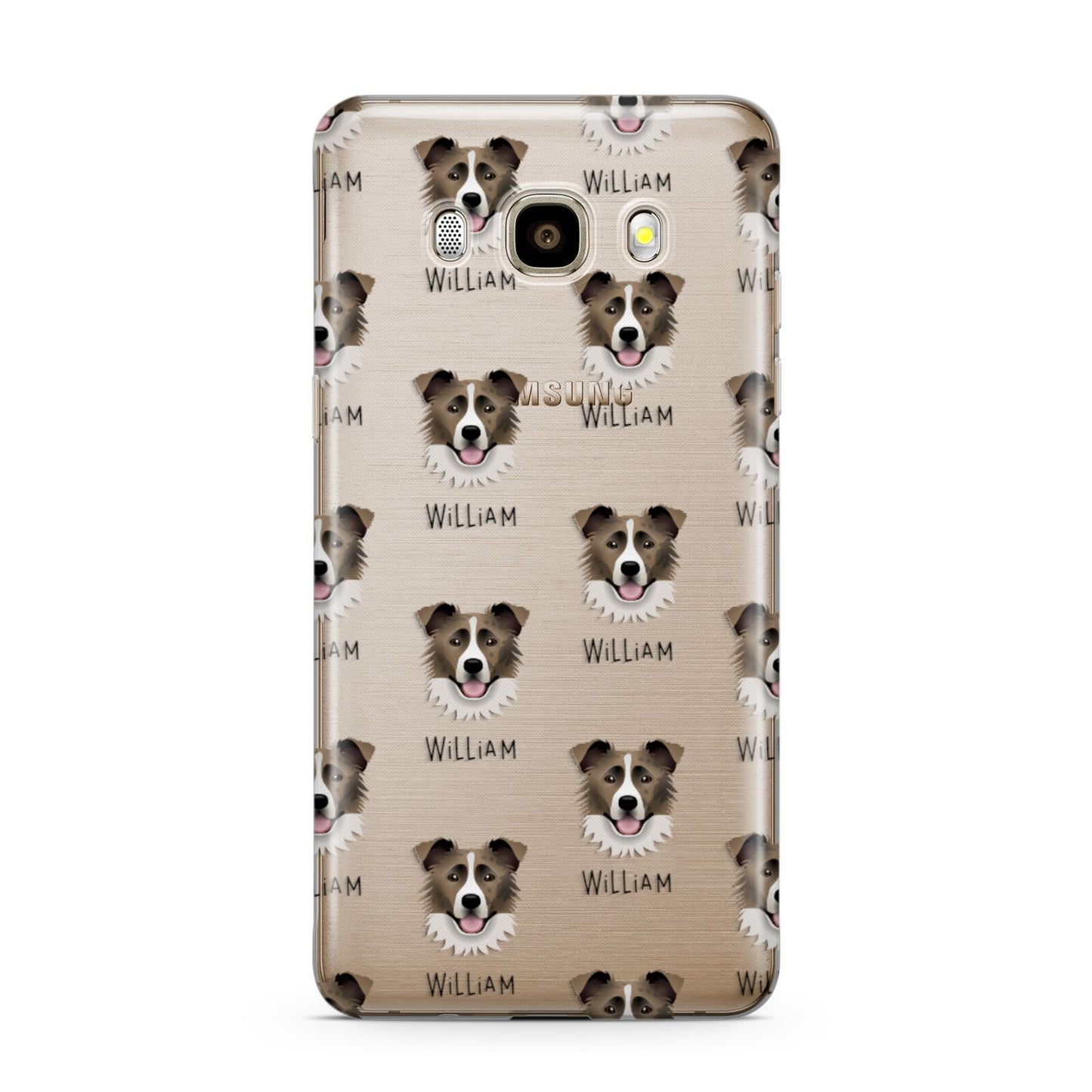 Border Collie Icon with Name Samsung Galaxy J7 2016 Case on gold phone