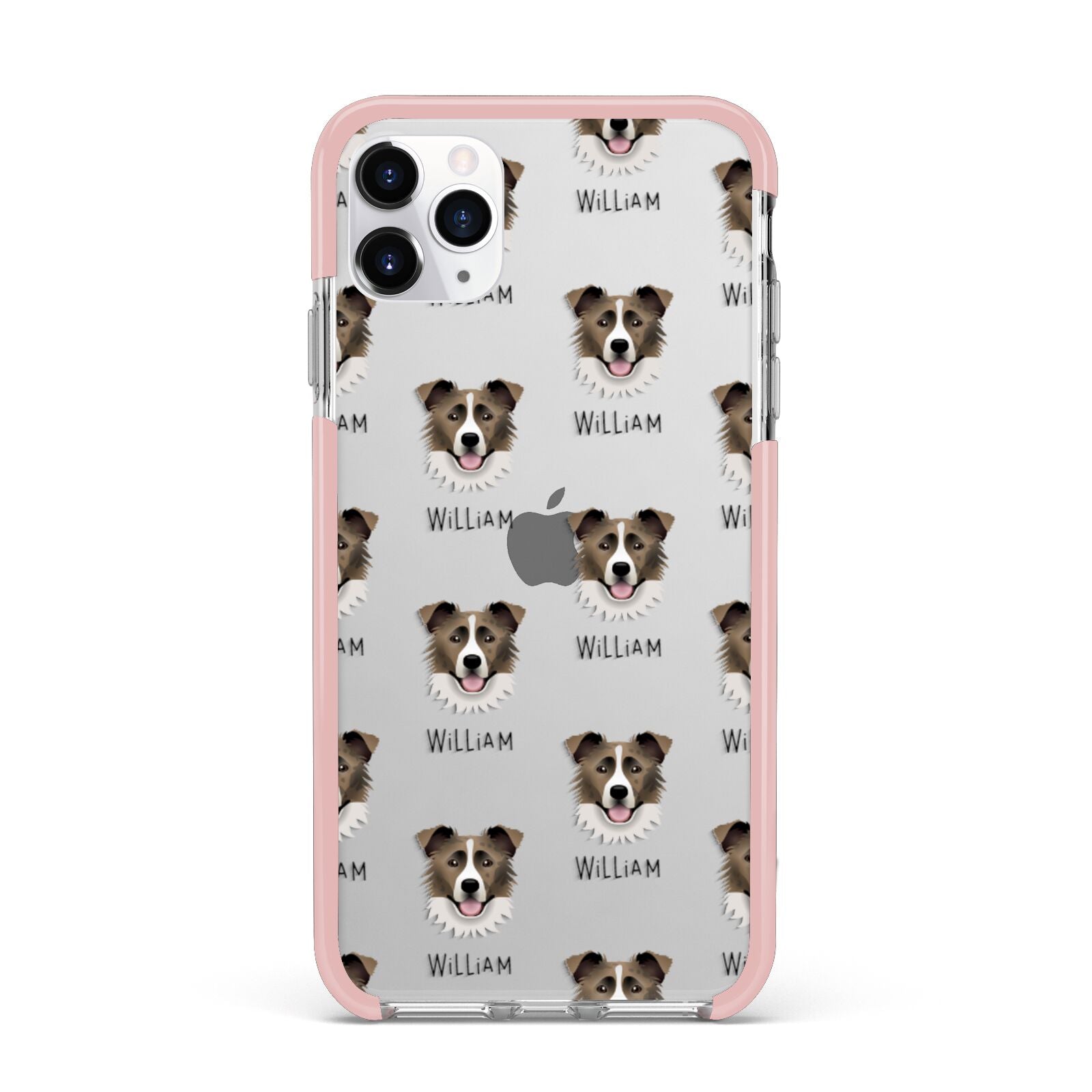 Border Collie Icon with Name iPhone 11 Pro Max Impact Pink Edge Case