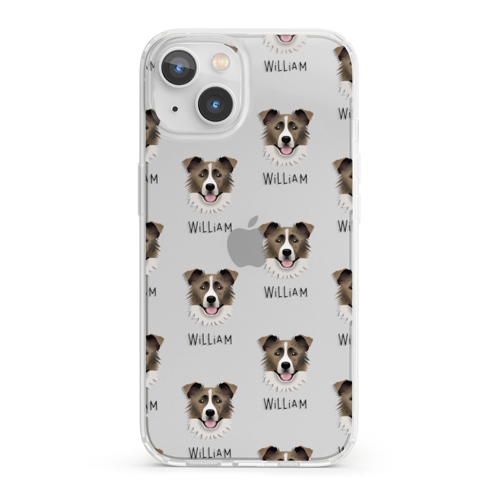 Border Collie Icon with Name iPhone 13 Clear Bumper Case