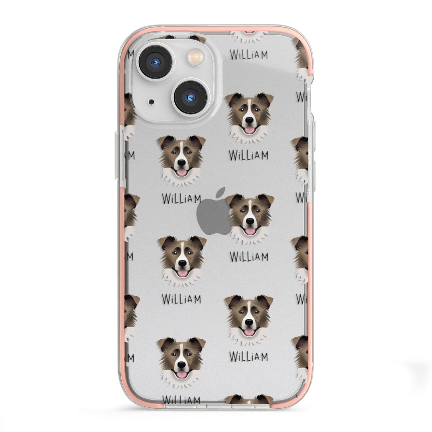 Border Collie Icon with Name iPhone 13 Mini TPU Impact Case with Pink Edges