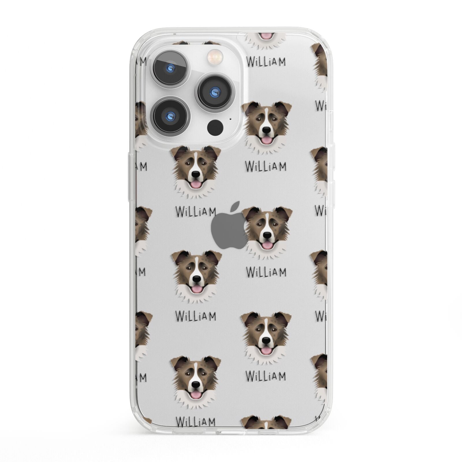 Border Collie Icon with Name iPhone 13 Pro Clear Bumper Case