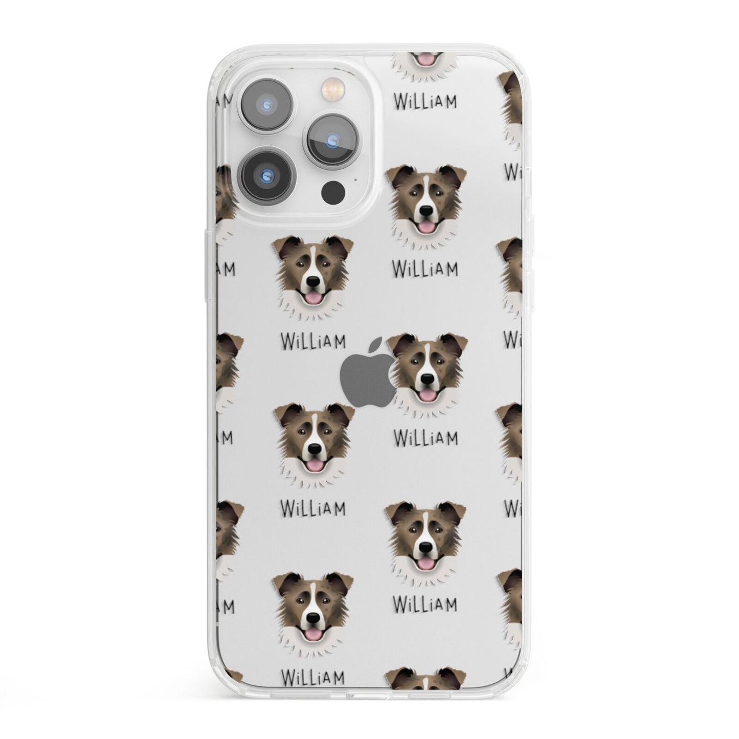 Border Collie Icon with Name iPhone 13 Pro Max Clear Bumper Case