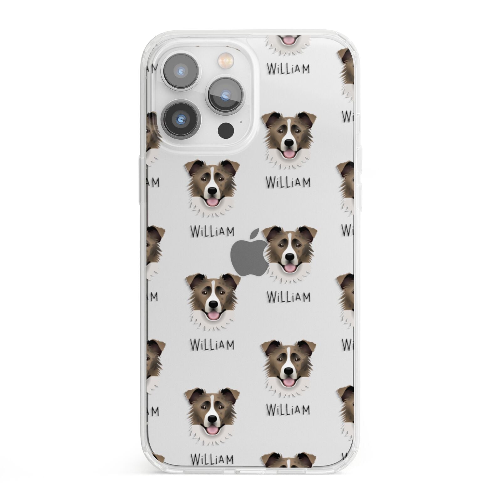 Border Collie Icon with Name iPhone 13 Pro Max Clear Bumper Case