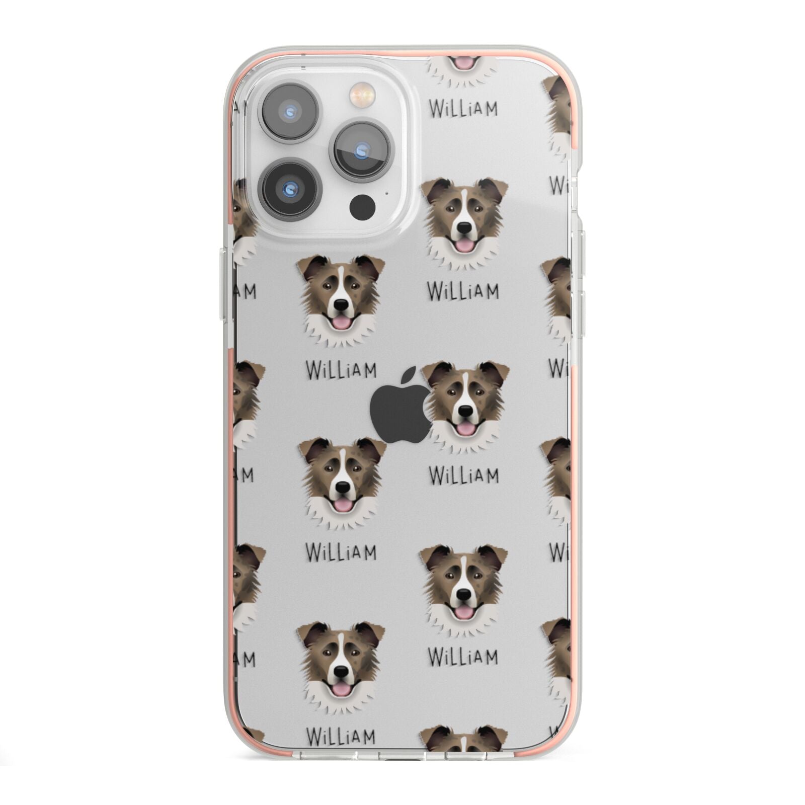 Border Collie Icon with Name iPhone 13 Pro Max TPU Impact Case with Pink Edges