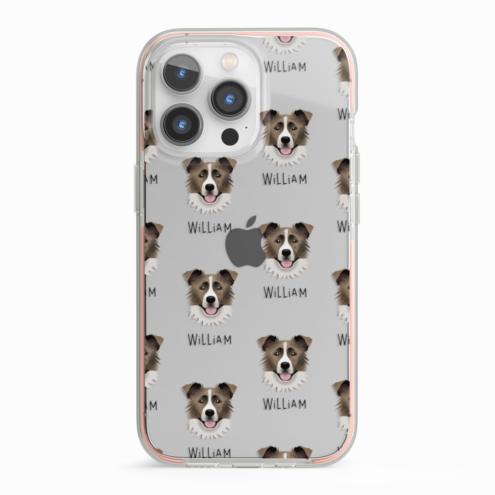 Border Collie Icon with Name iPhone 13 Pro TPU Impact Case with Pink Edges