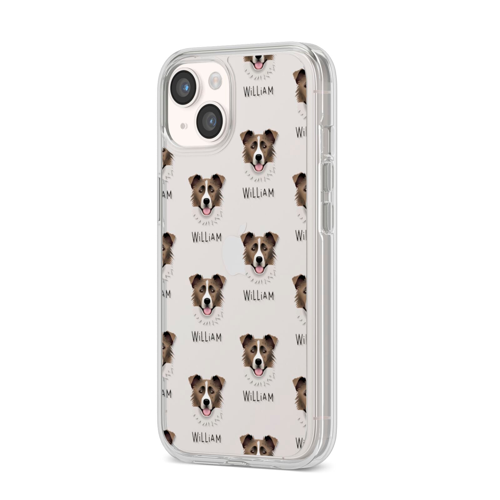 Border Collie Icon with Name iPhone 14 Clear Tough Case Starlight Angled Image