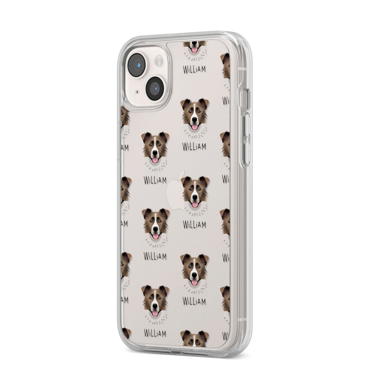 Border Collie Icon with Name iPhone 14 Plus Clear Tough Case Starlight Angled Image