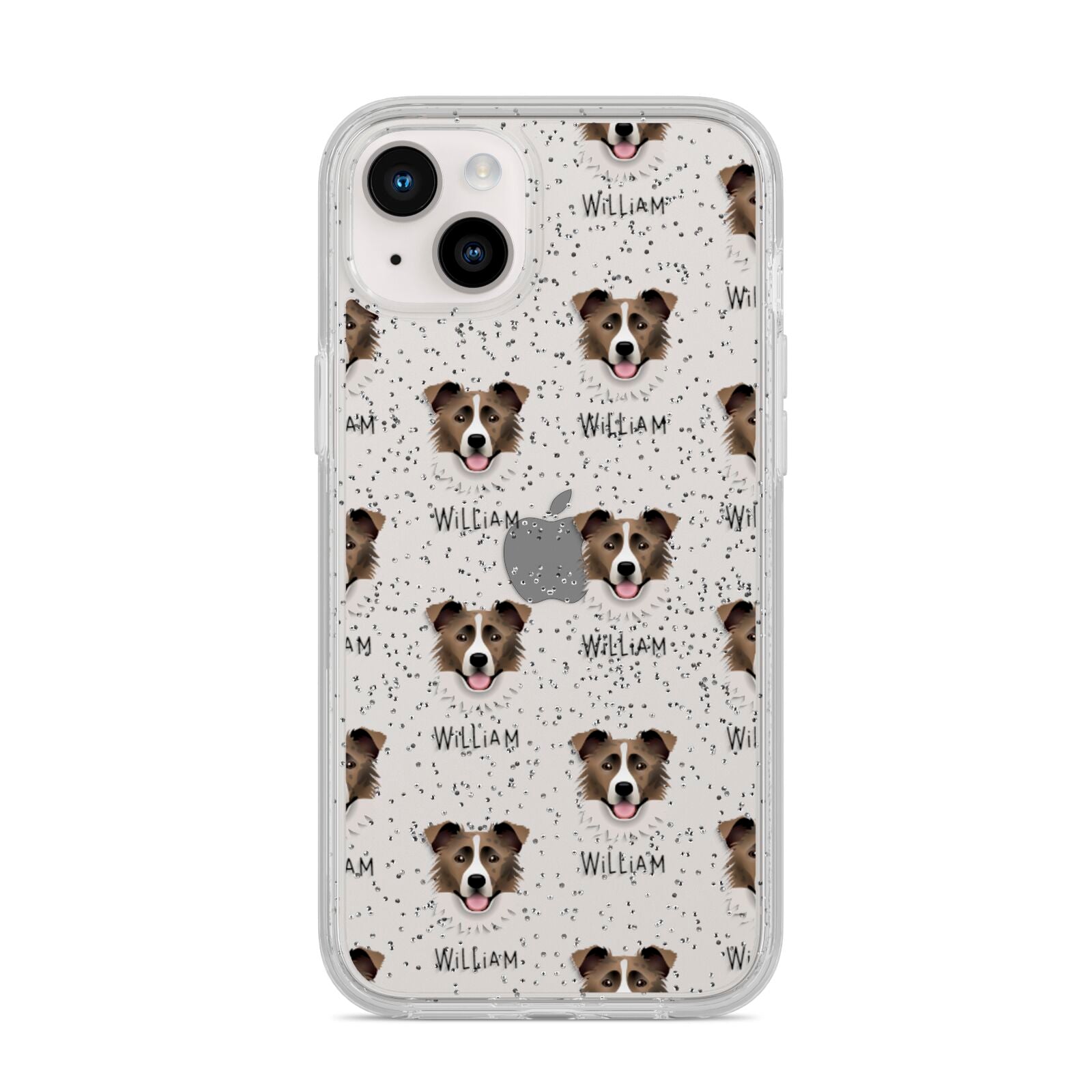 Border Collie Icon with Name iPhone 14 Plus Glitter Tough Case Starlight