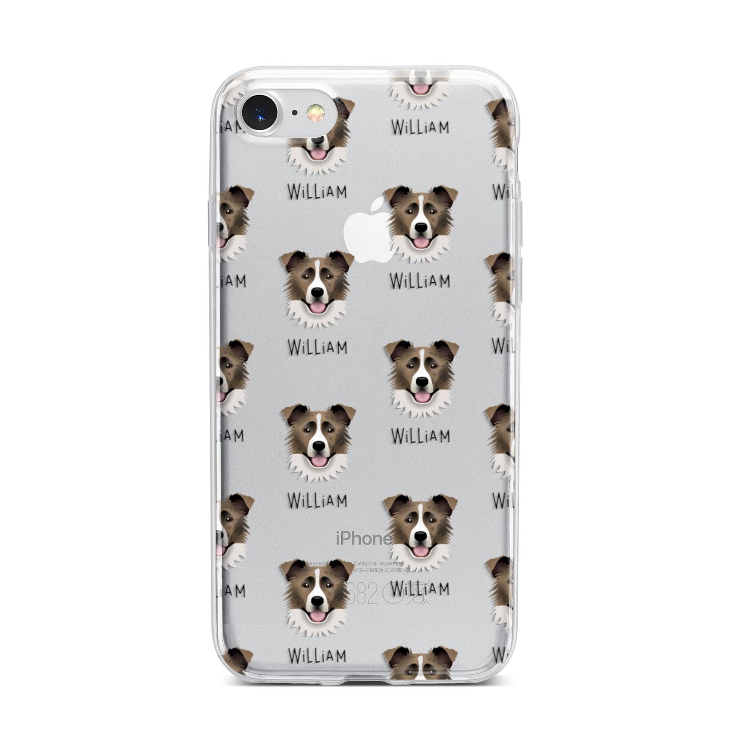 Border Collie Icon with Name iPhone 7 Bumper Case on Silver iPhone