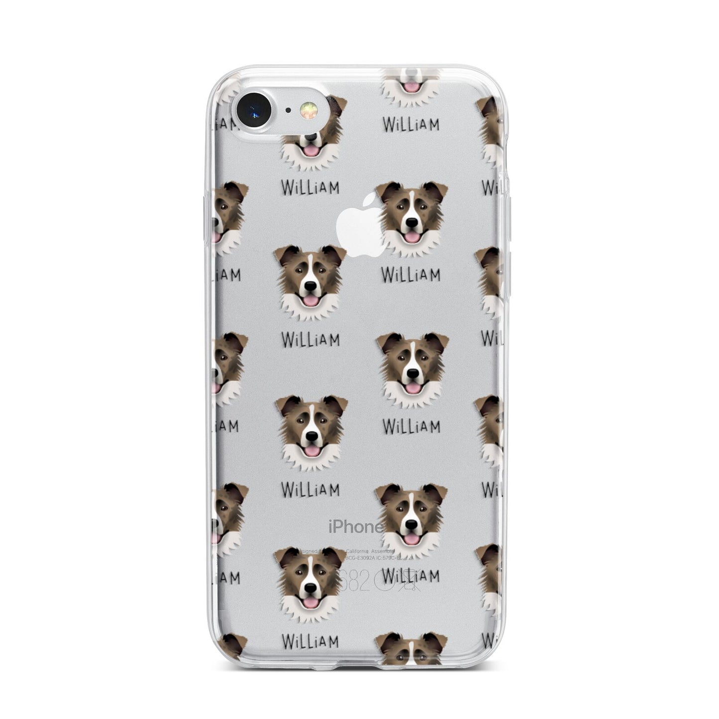 Border Collie Icon with Name iPhone 7 Bumper Case on Silver iPhone