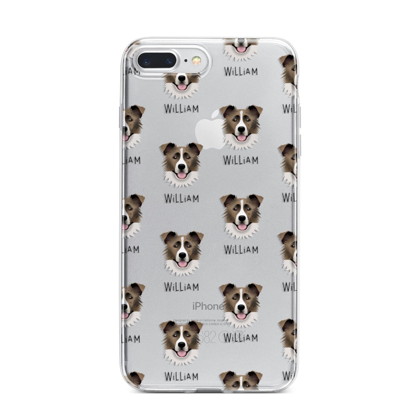 Border Collie Icon with Name iPhone 7 Plus Bumper Case on Silver iPhone