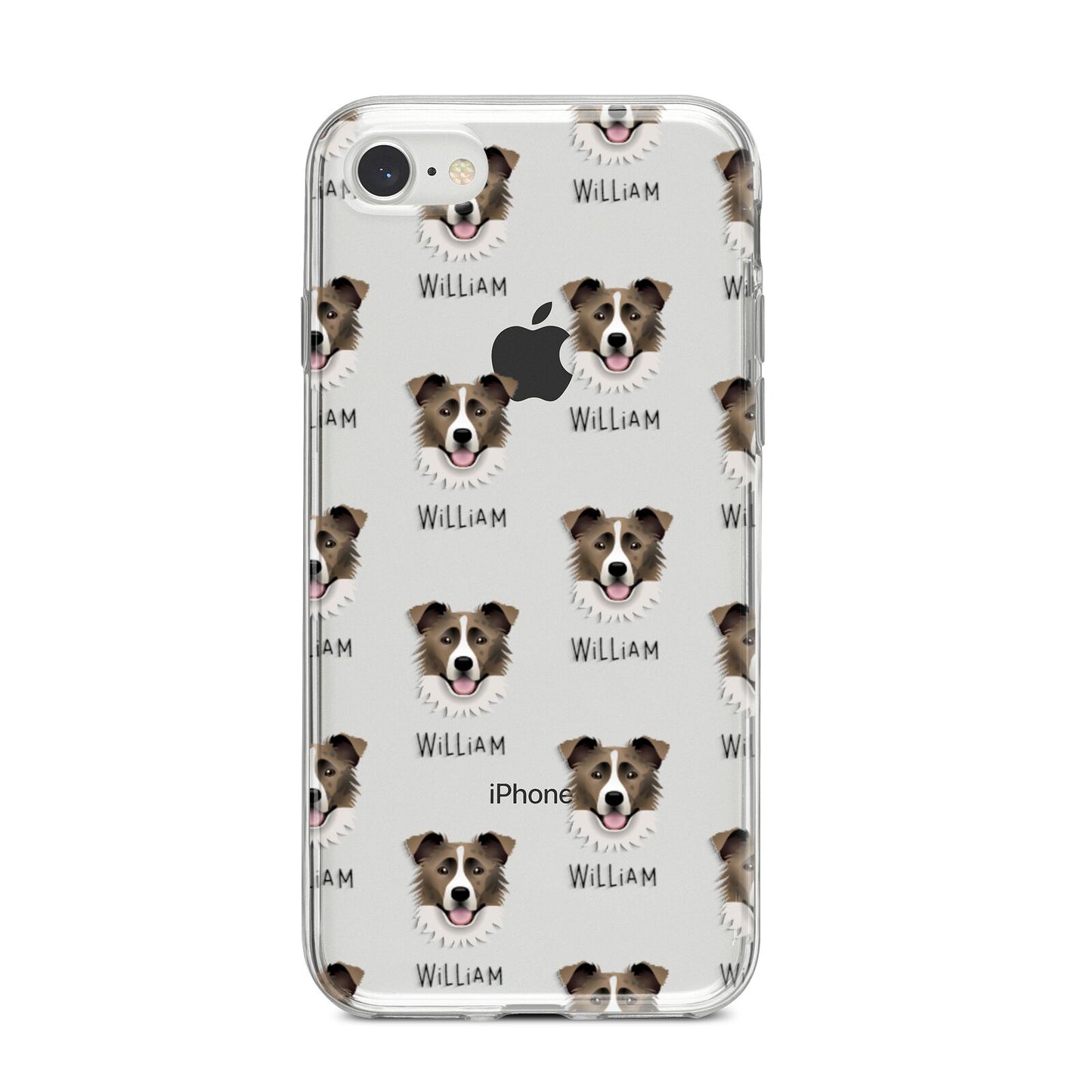 Border Collie Icon with Name iPhone 8 Bumper Case on Silver iPhone