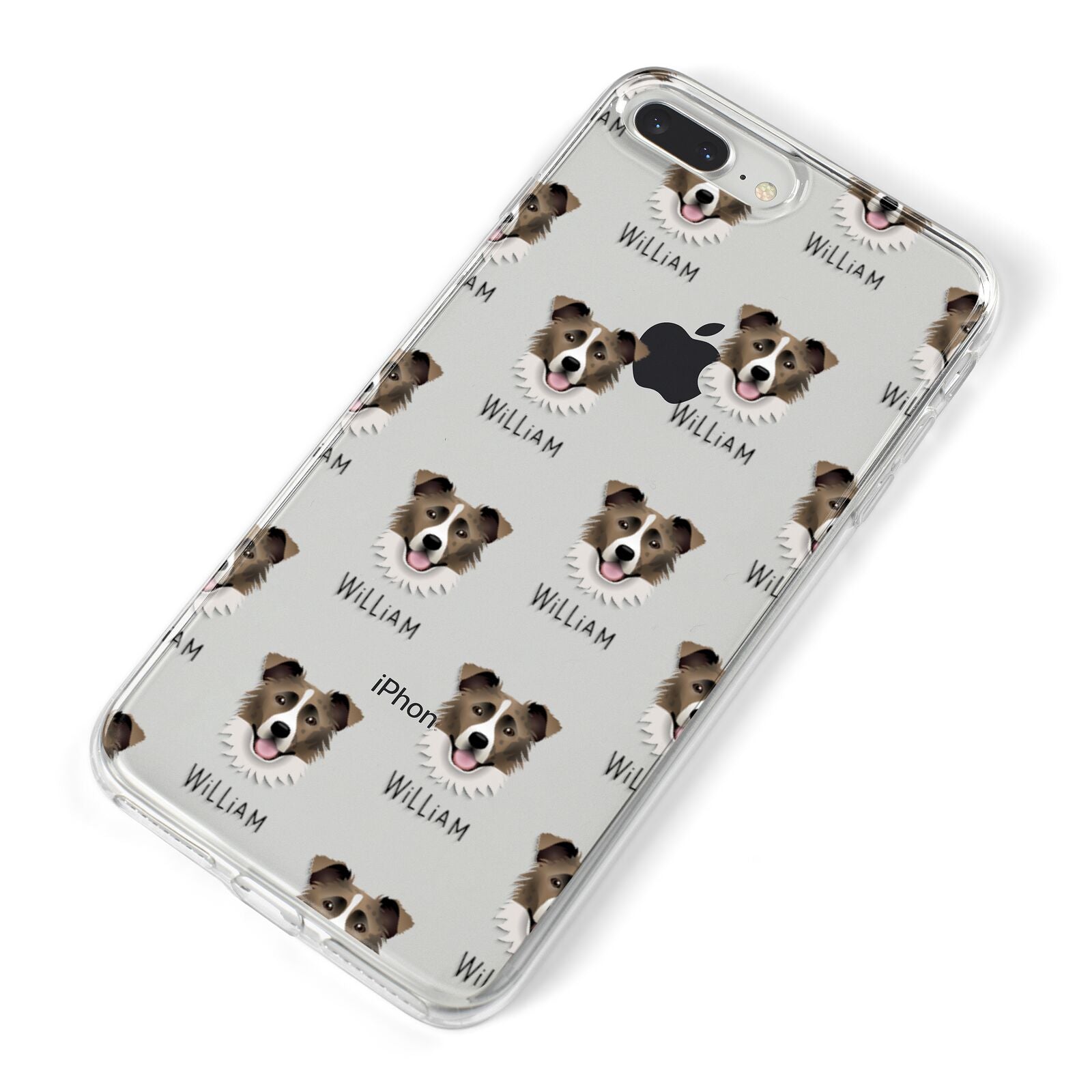 Border Collie Icon with Name iPhone 8 Plus Bumper Case on Silver iPhone Alternative Image