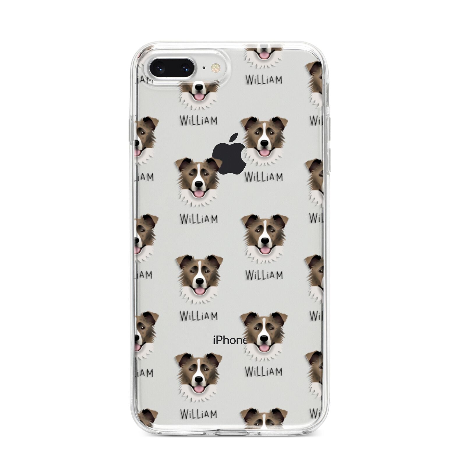 Border Collie Icon with Name iPhone 8 Plus Bumper Case on Silver iPhone