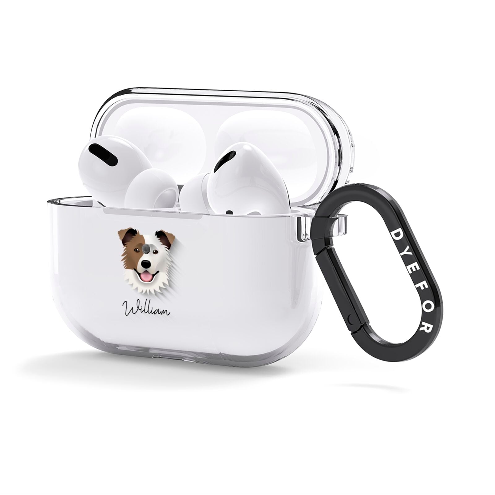 Border Collie Personalised AirPods Clear Case 3rd Gen Side Image