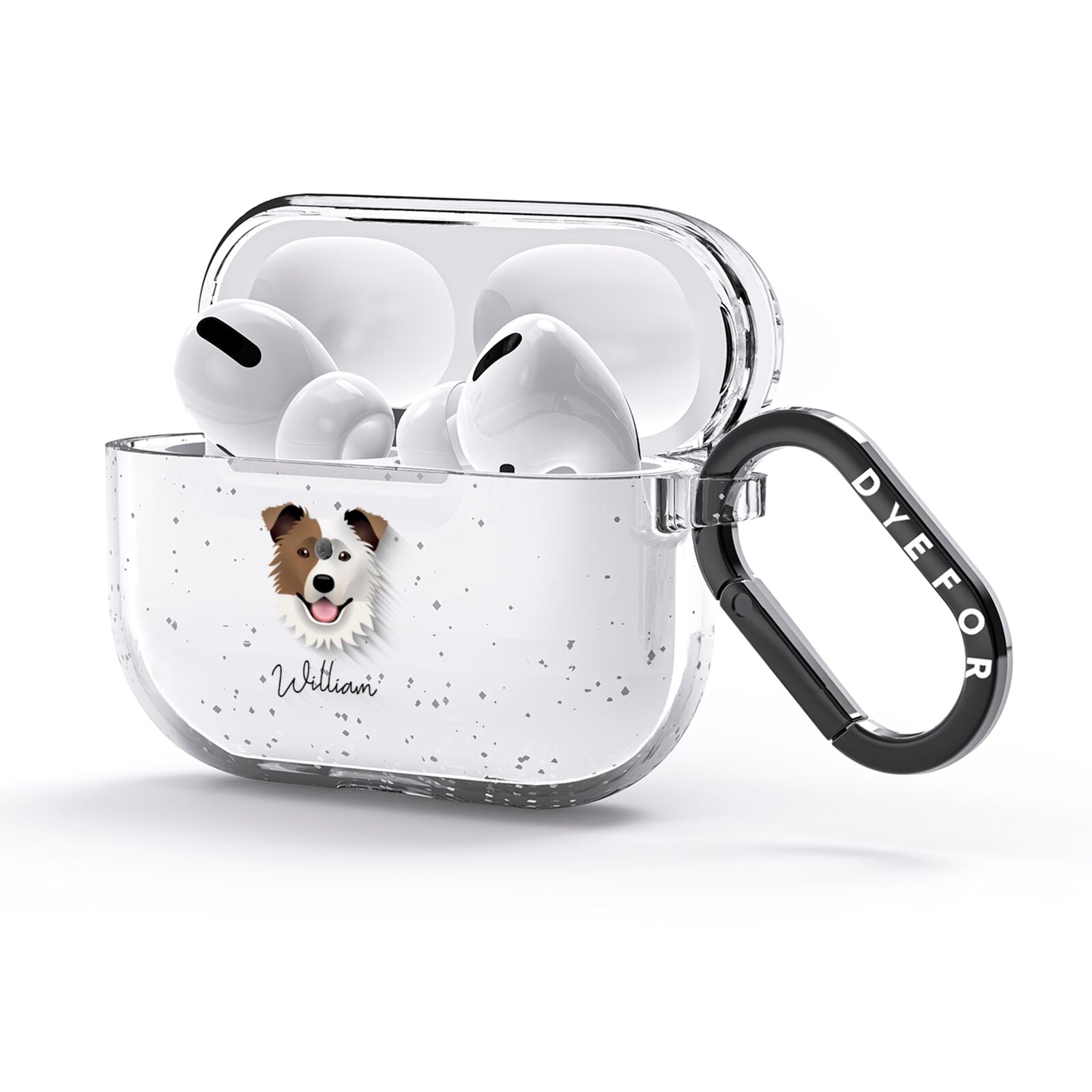 Border Collie Personalised AirPods Glitter Case 3rd Gen Side Image