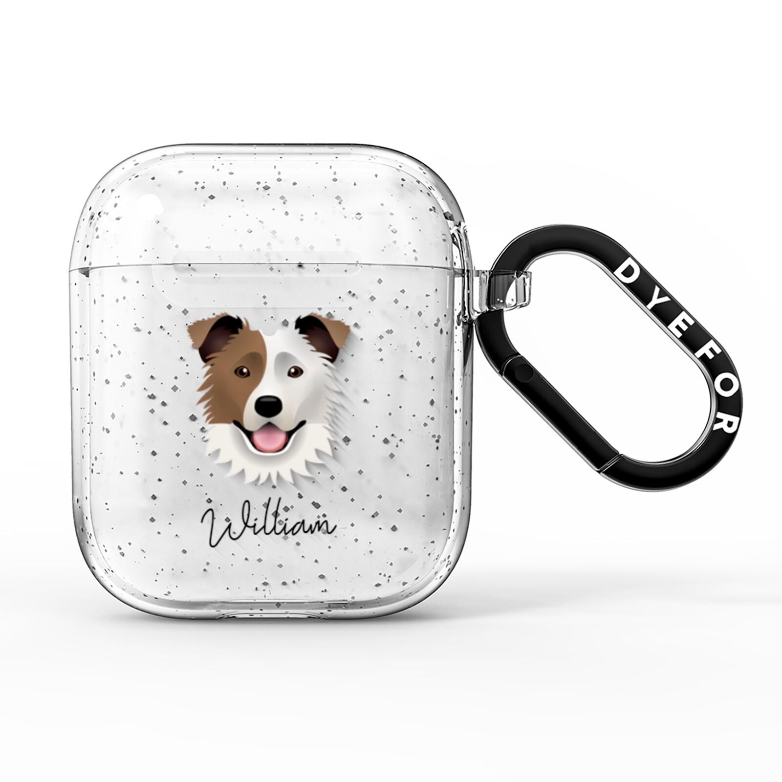 Border Collie Personalised AirPods Glitter Case