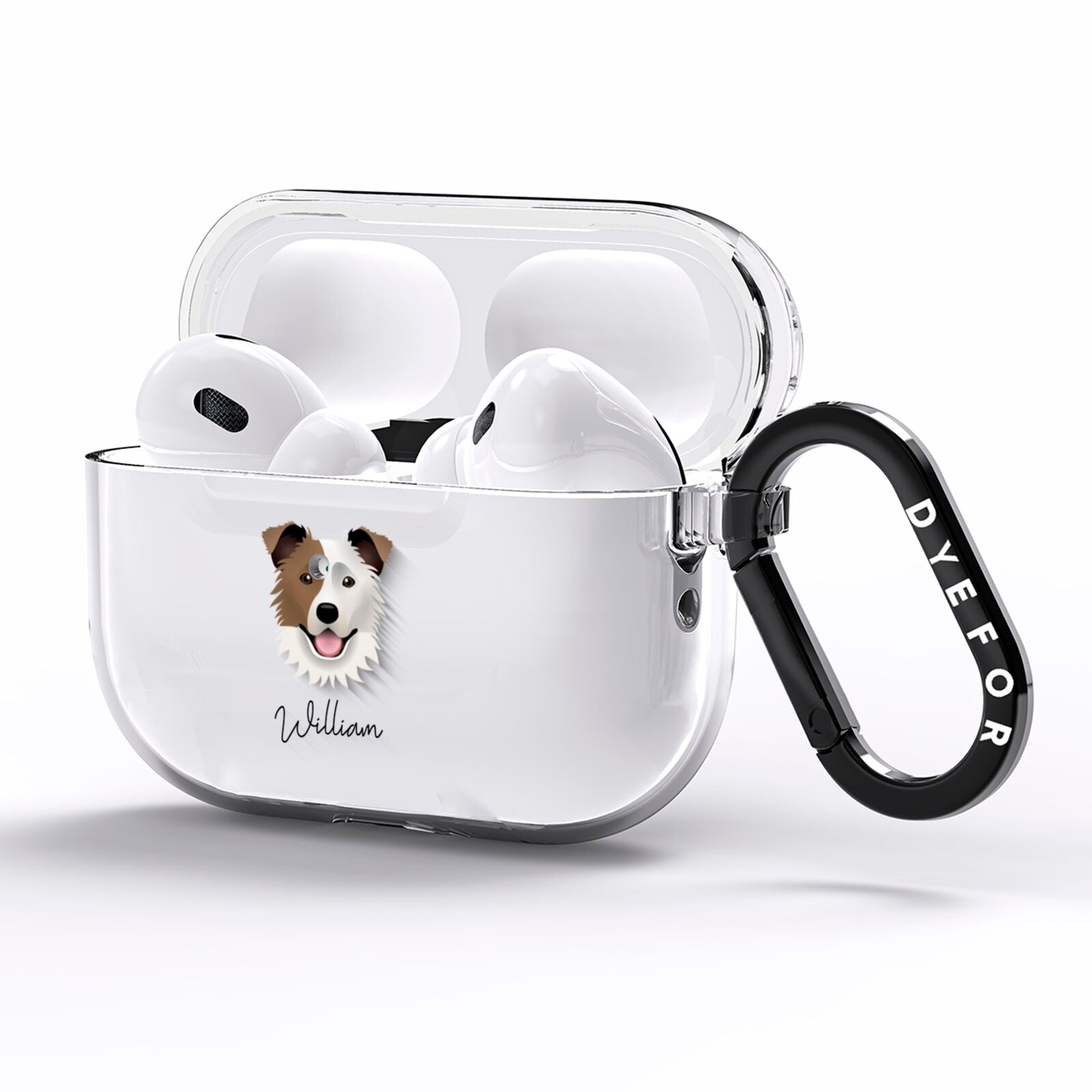 Border Collie Personalised AirPods Pro Clear Case Side Image