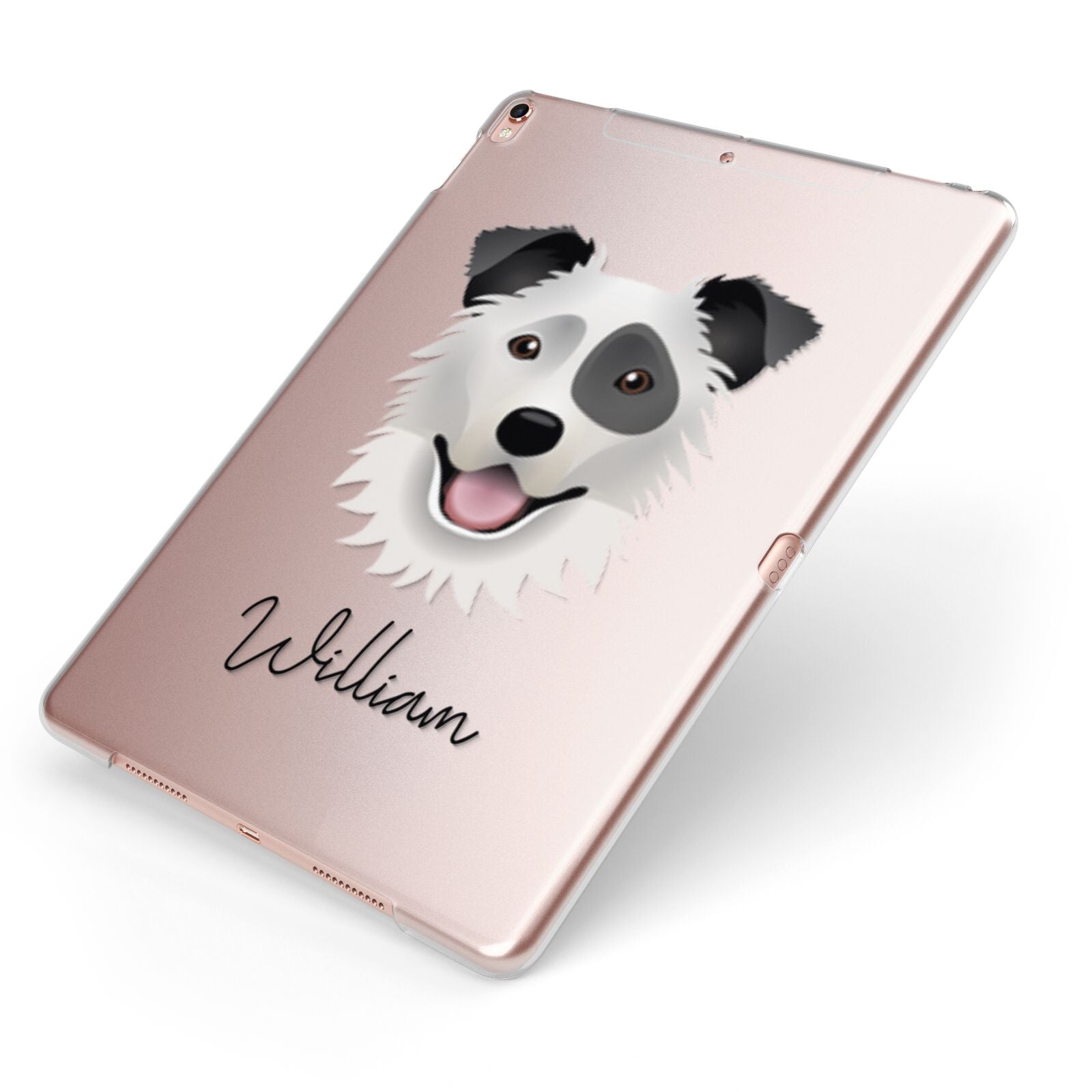 Border Collie Personalised Apple iPad Case on Rose Gold iPad Side View