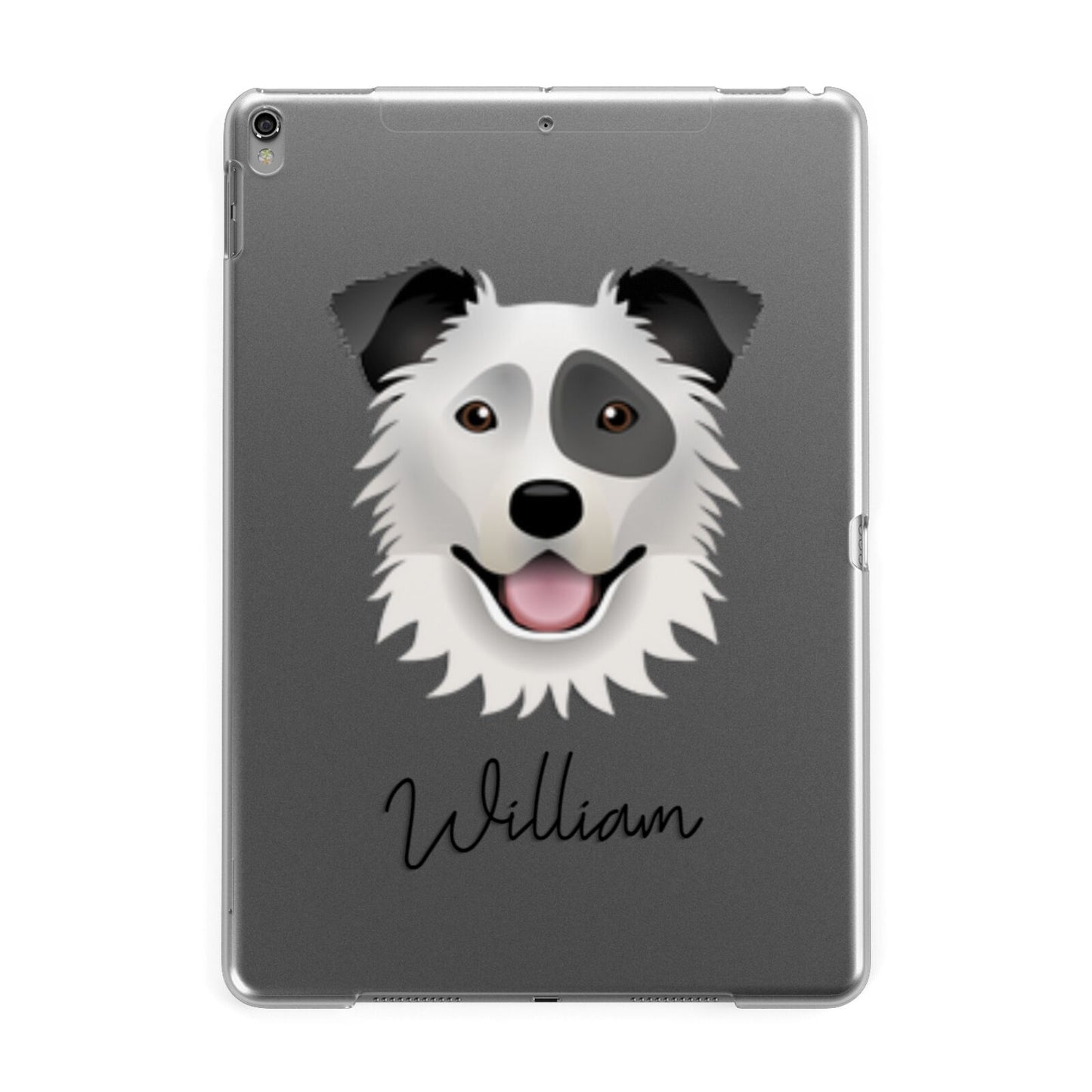 Border Collie Personalised Apple iPad Grey Case