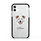 Border Collie Personalised Apple iPhone 11 in White with Black Impact Case