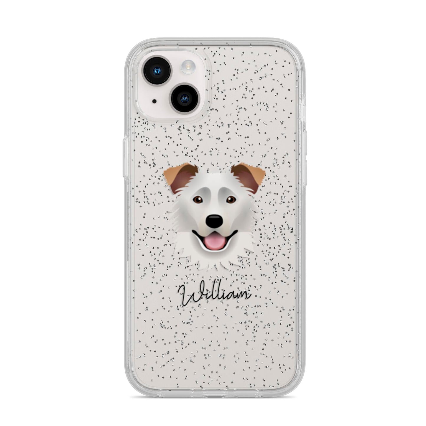 Border Collie Personalised iPhone 14 Plus Glitter Tough Case Starlight