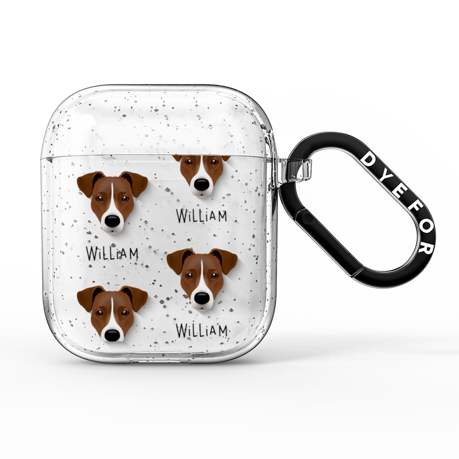 Border Jack Icon with Name AirPods Glitter Case