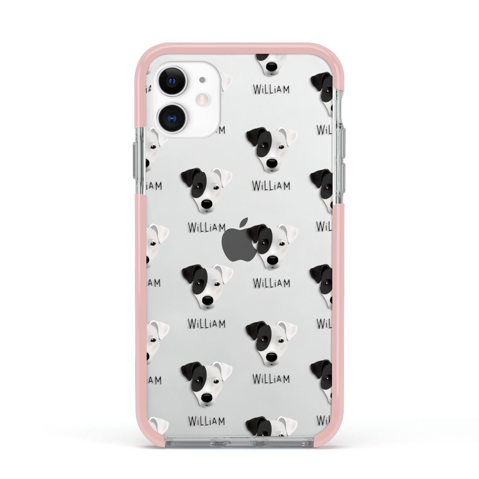 Border Jack Icon with Name Apple iPhone 11 in White with Pink Impact Case