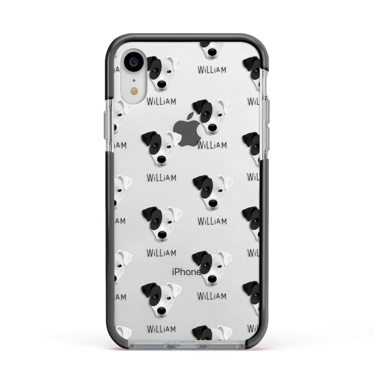 Border Jack Icon with Name Apple iPhone XR Impact Case Black Edge on Silver Phone