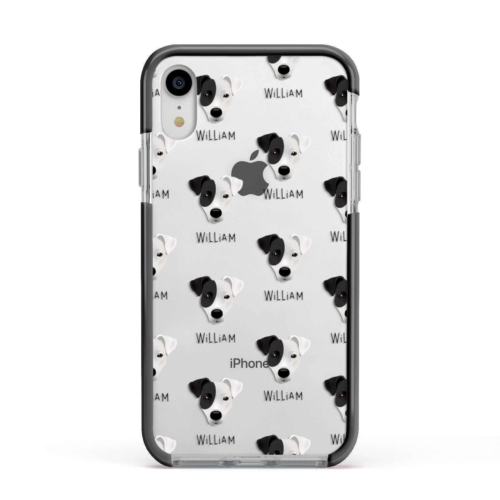 Border Jack Icon with Name Apple iPhone XR Impact Case Black Edge on Silver Phone