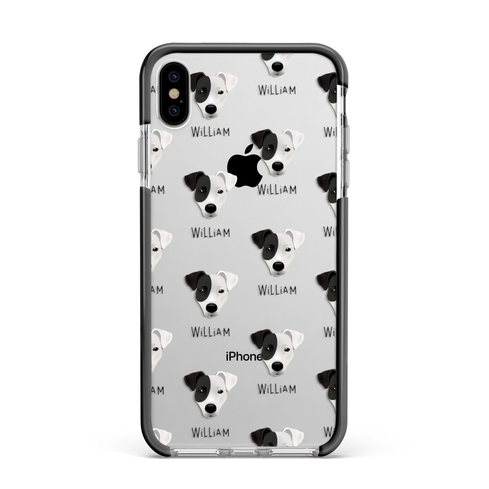 Border Jack Icon with Name Apple iPhone Xs Max Impact Case Black Edge on Silver Phone