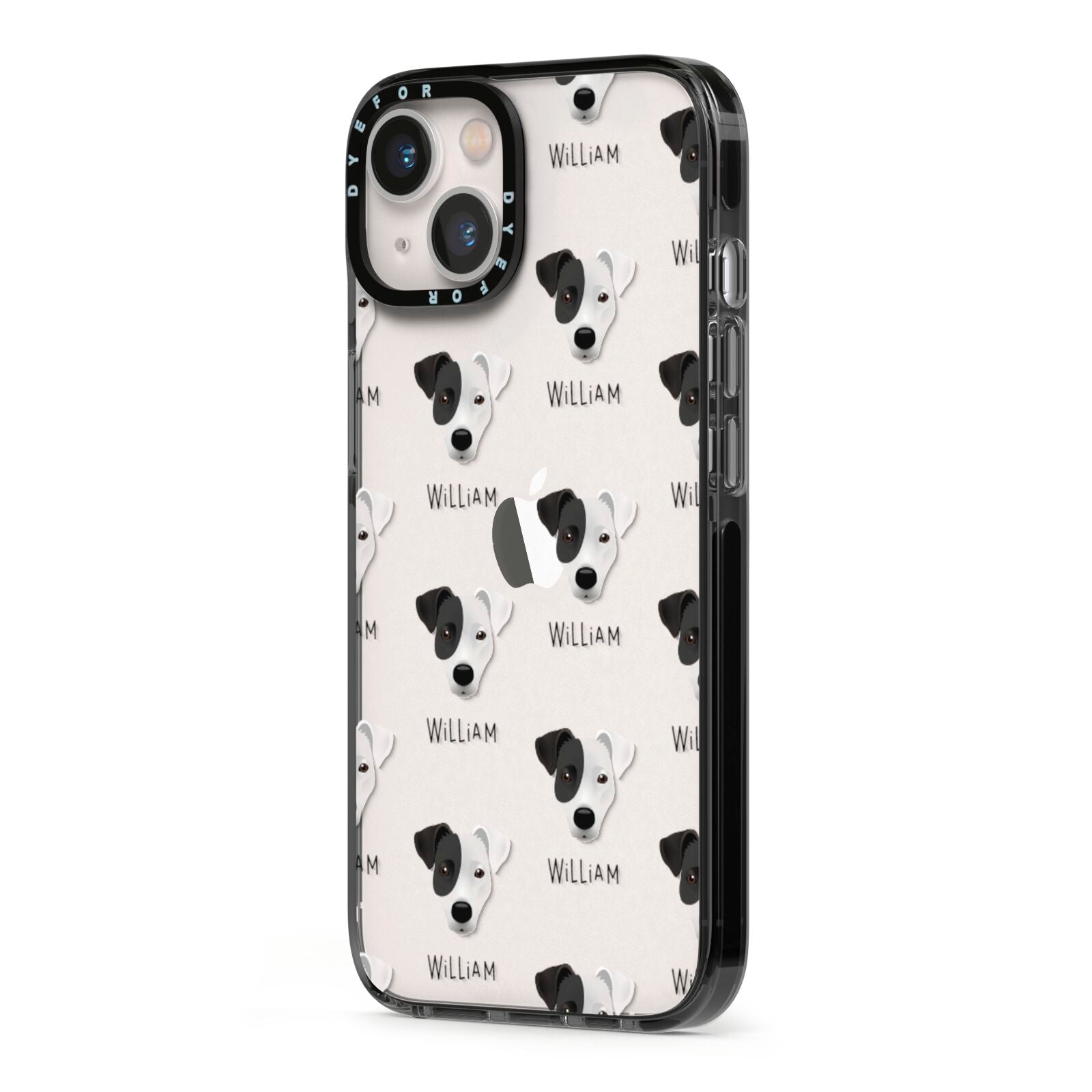 Border Jack Icon with Name iPhone 13 Black Impact Case Side Angle on Silver phone