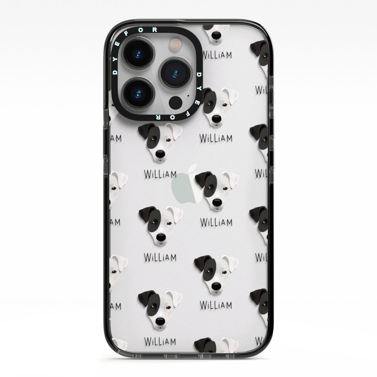Border Jack Icon with Name iPhone 13 Pro Black Impact Case on Silver phone